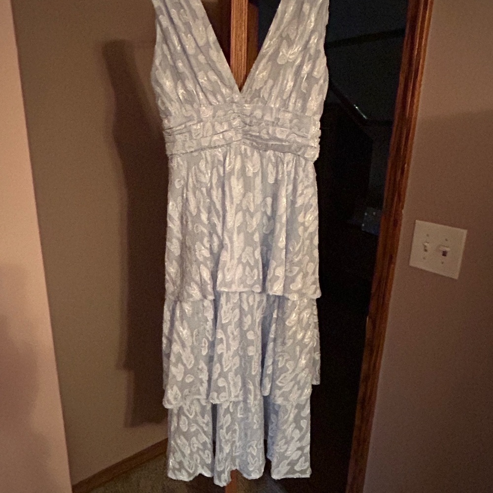 Lulu's Blue Sleeveless V-Neck Midi Sundress